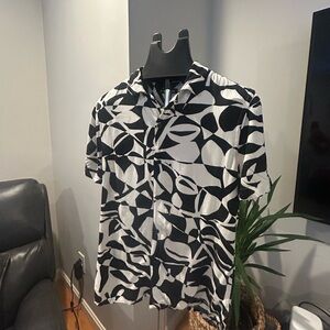 Express Black and White Abstract Men's Shirt